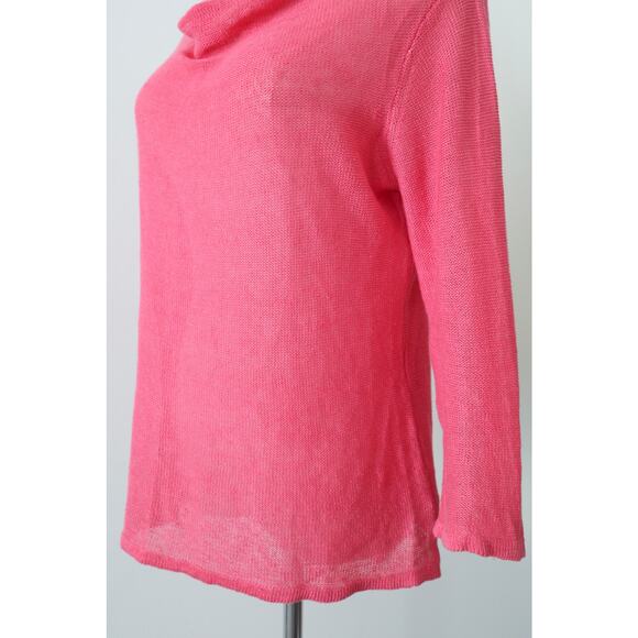 Habitat Size S 100% Linen Draped Neck Knit Blouse 3/4 Sleeve Pink - Picture 5 of 10